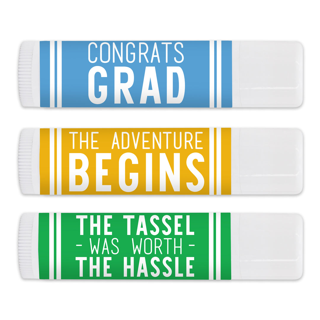 Personalized Lip Balm Graduation Favors, School Color with Stripes
