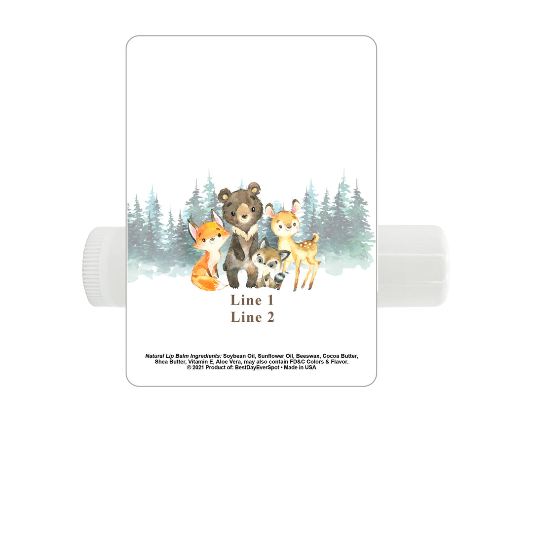 Personalized Lip Balm, Baby Shower Favors, Woodland Animals