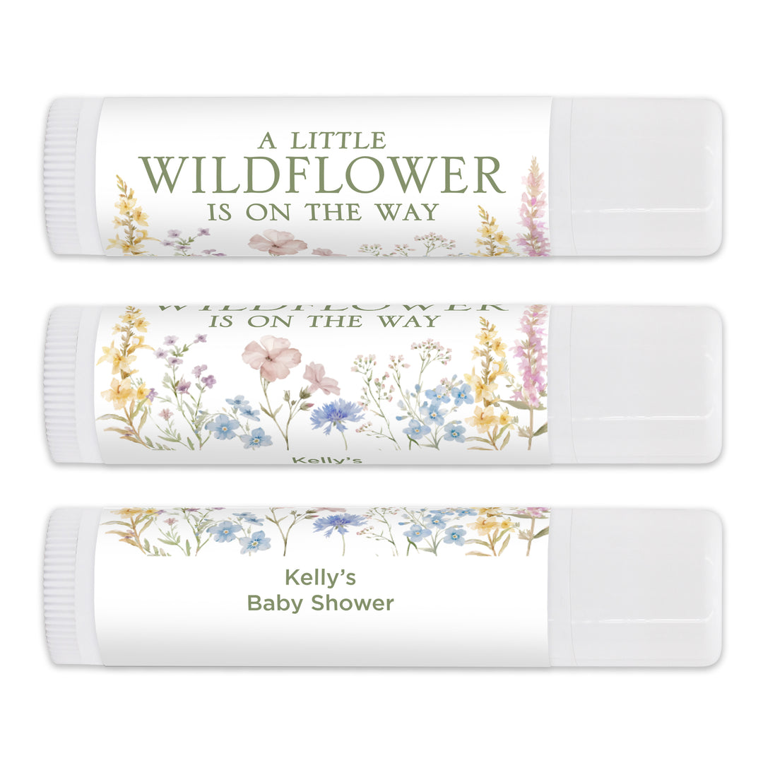 A Little Wildflower is on the Way, Baby Shower Lip Balm