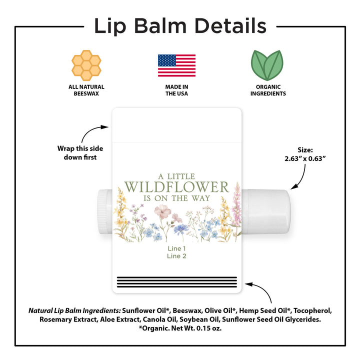 A Little Wildflower is on the Way, Baby Shower Lip Balm