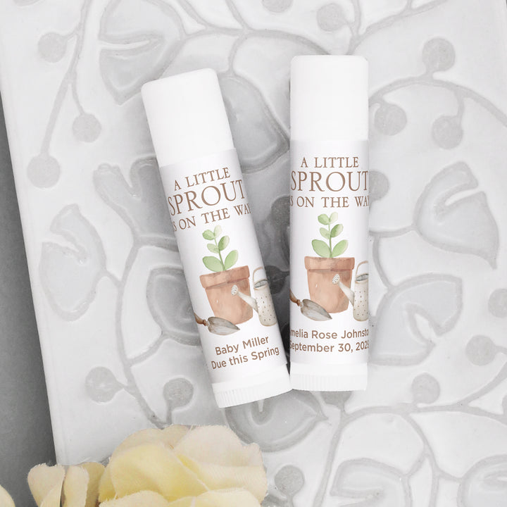 A Little Sprout is on the Way, Baby Shower Lip Balm