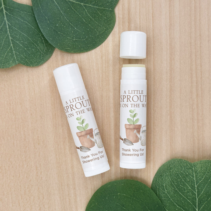 A Little Sprout is on the Way, Baby Shower Lip Balm