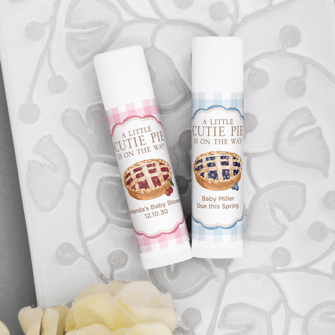 A Little Cutie Pie is on the Way, Baby Shower Lip Balm
