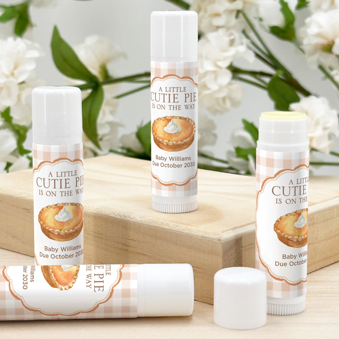 A Little Cutie Pie is on the Way, Baby Shower Lip Balm