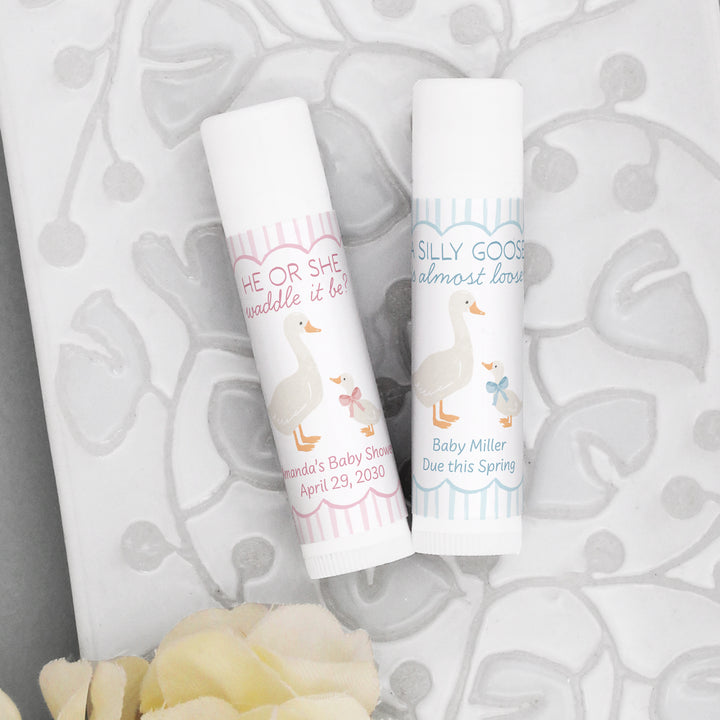 A Silly Goose is Almost Loose, Baby Shower Lip Balm