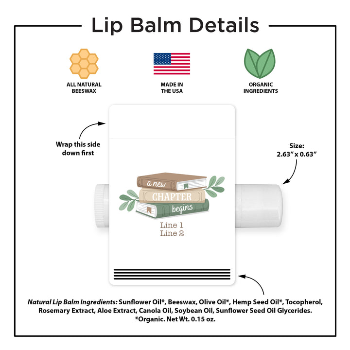 A New Chapter Begins, Book Themed Baby Shower, Baby Shower Lip Balm Favors, Personalized Lip Balm