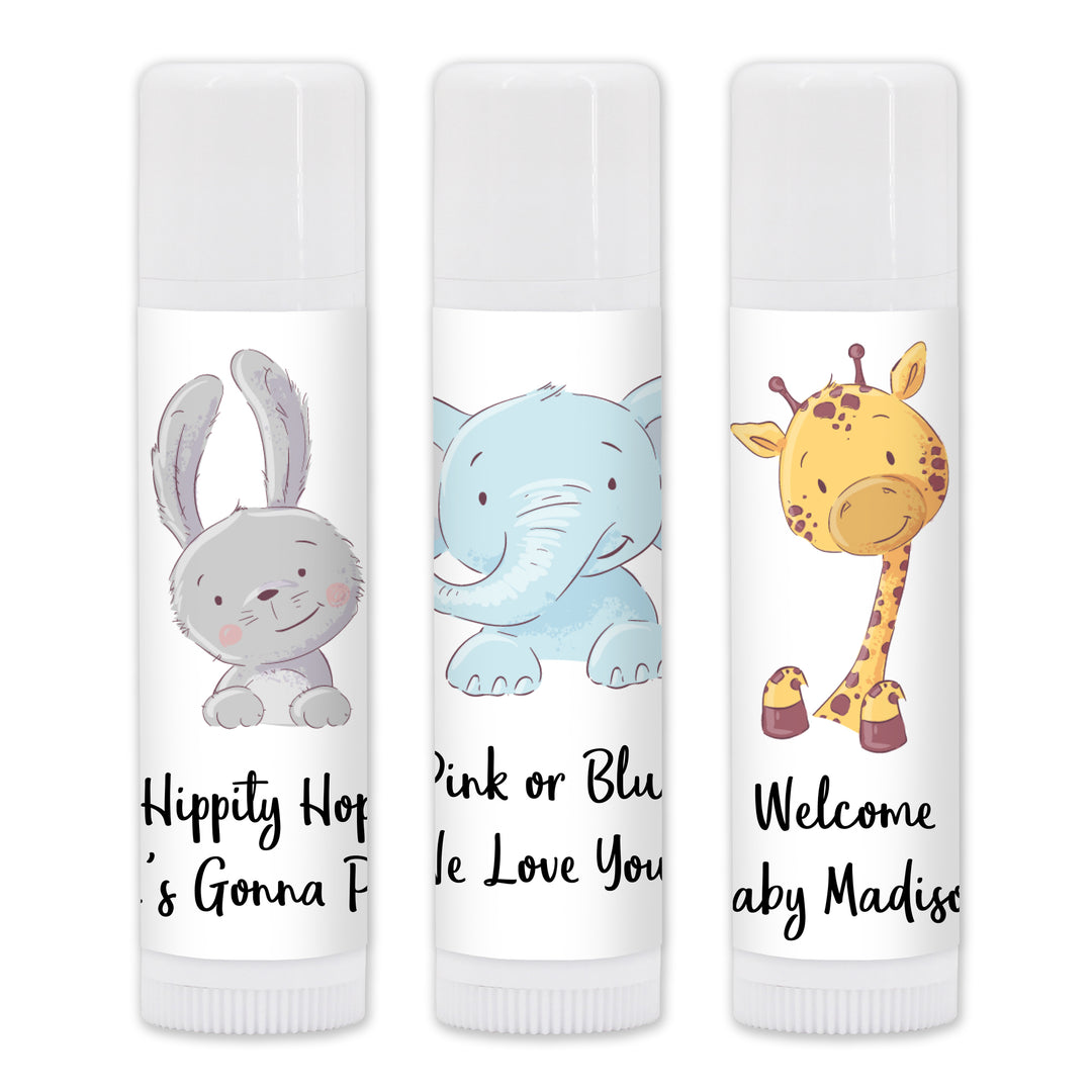 Baby Shower Favor Lip Balm, Birthday Party Lip Balm, Baby Animal Theme Lip Balm, Giraffe Themed Shower, It’s a Boy, It’s A Girl