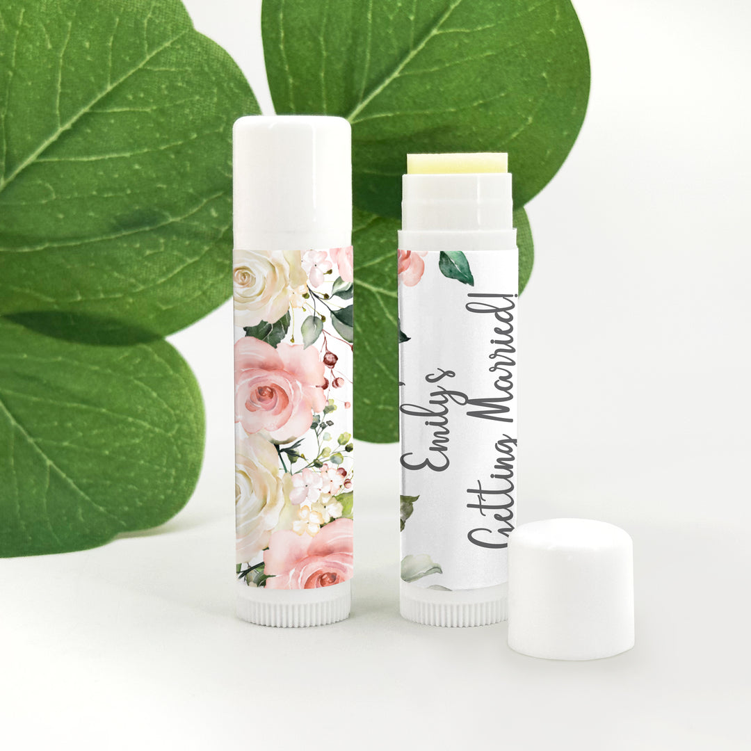 Personalized Lip Balm, Wedding Favors, Pink and White