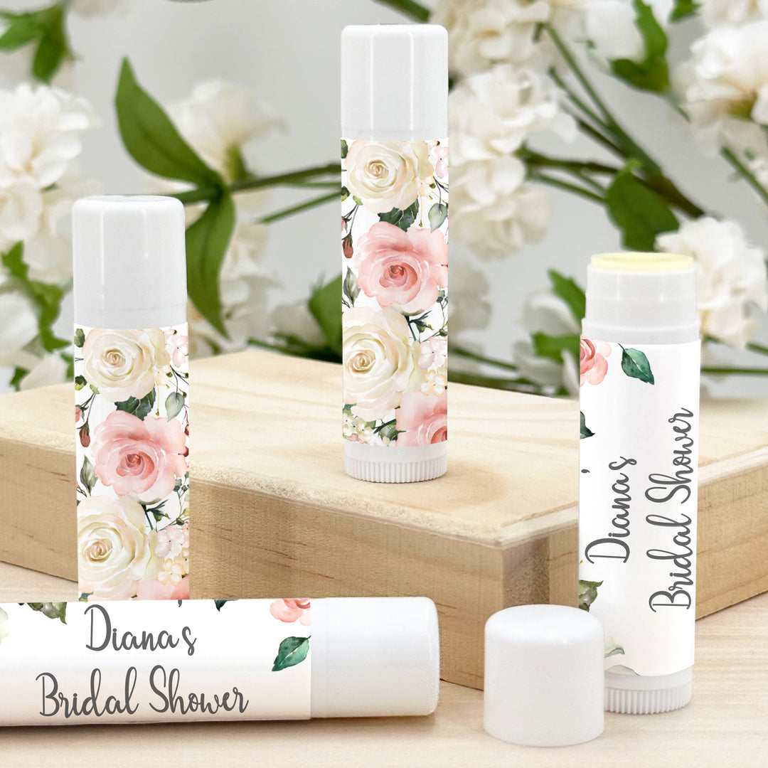 Personalized Lip Balm, Wedding Favors, Pink and White