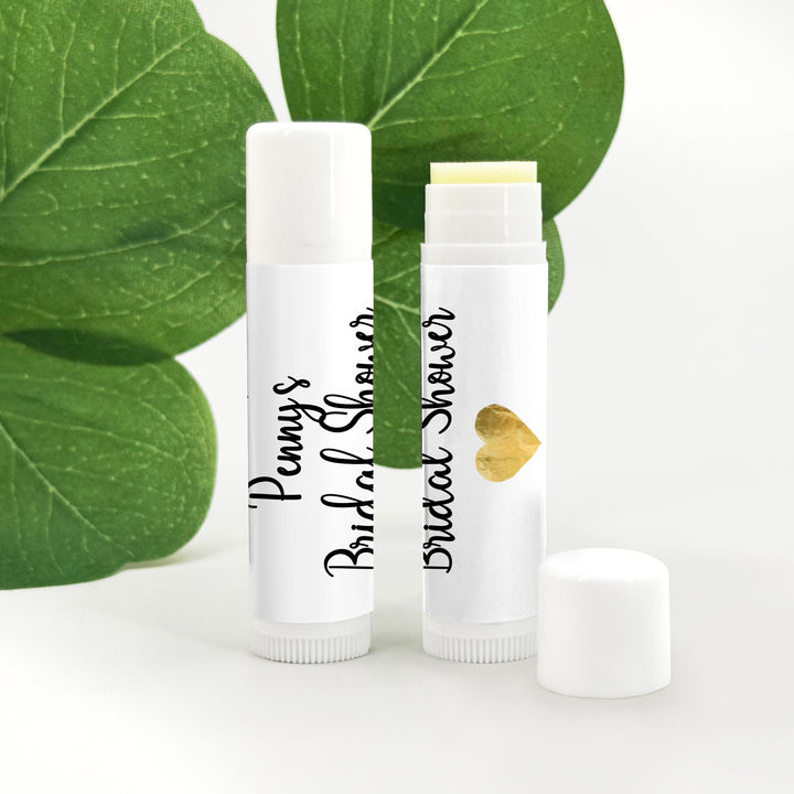 Personalized Lip Balm, Wedding Favors, Gold Heart