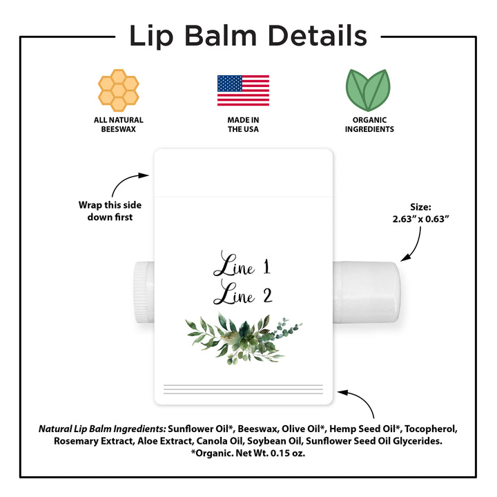 Personalized Lip Balm Favors, Wedding Favors, Bridal Shower Favor, Green Leaf Lip Balm Favors