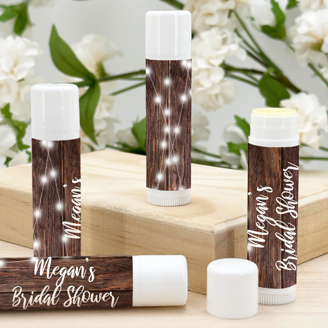 Personalized Lip Balm, Wedding Favors, Firefly Lights