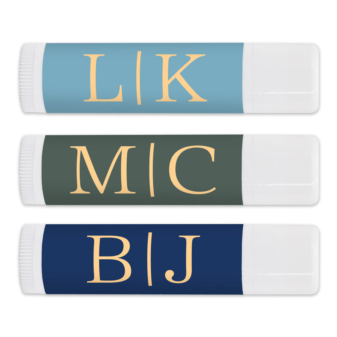 Personalized Lip Balm Wedding Favors, Wedding Initials, Gold Monogram