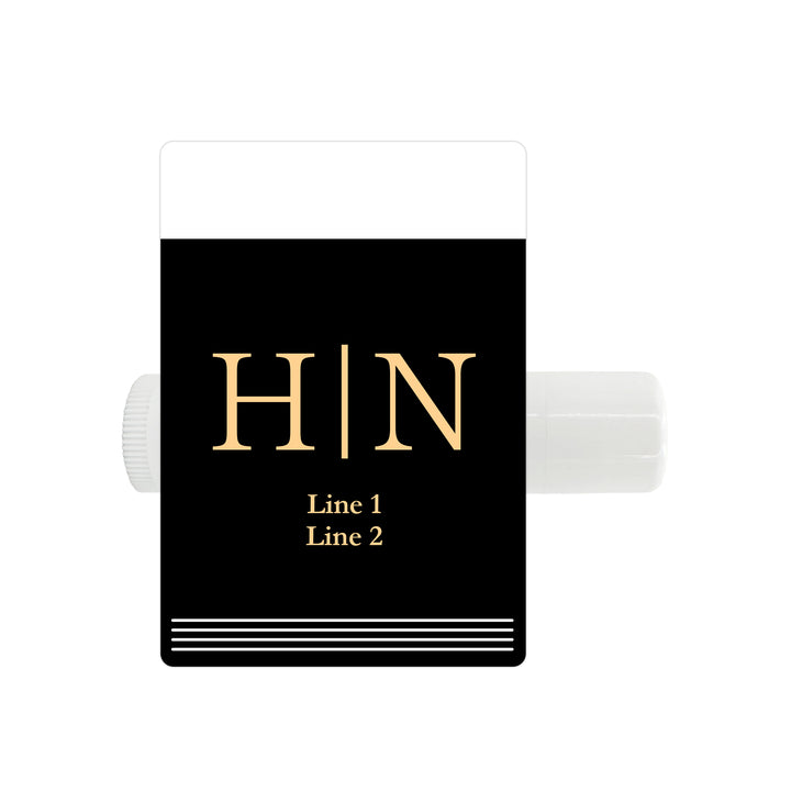 Personalized Lip Balm Wedding Favors, Wedding Initials, Gold Monogram