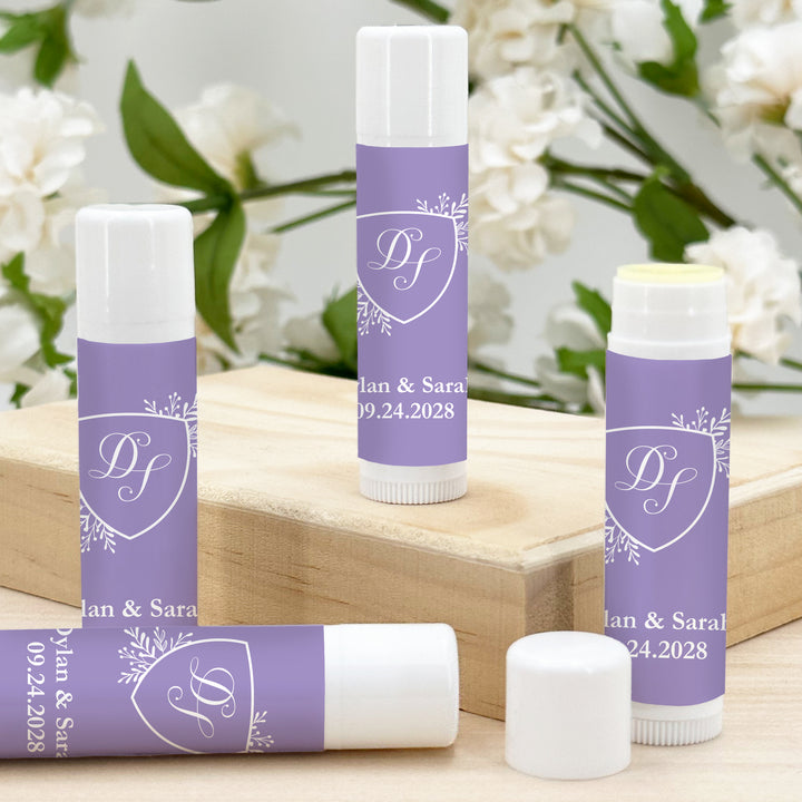 Personalized Lip Balm Wedding Favors, Wedding Initials, Wedding Monogram Crest