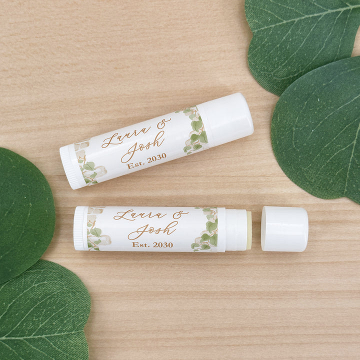 Custom Lip Balm Wedding Favors and Gifts, Bridal Shower, Garden Wedding, Stone Wall with Vines
