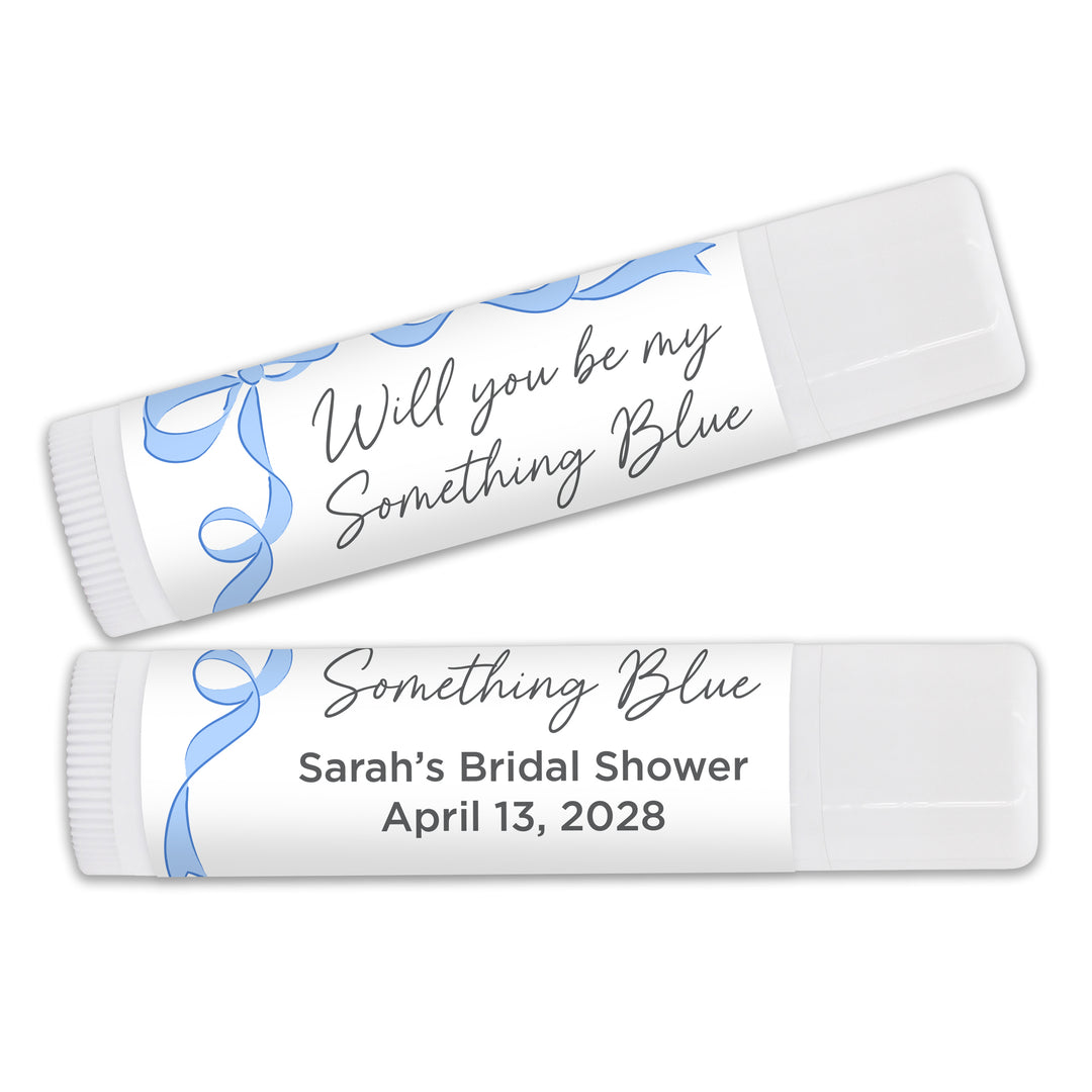 Personalized Lip Balm Wedding Favors, Hand Drawn Ribbon, Something Blue