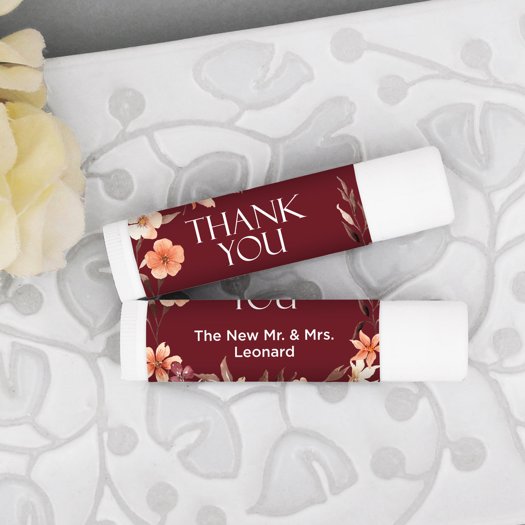 Personalized Lip Balm Wedding Favors, Bridal Shower Favor, Autumn Wreath Lip Balm