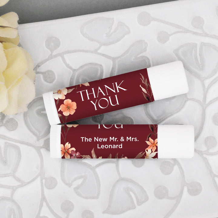 Personalized Lip Balm Wedding Favors, Bridal Shower Favor, Autumn Wreath Lip Balm