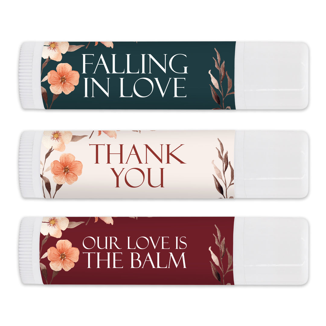 Personalized Lip Balm Wedding Favors, Bridal Shower Favor, Autumn Wreath Lip Balm