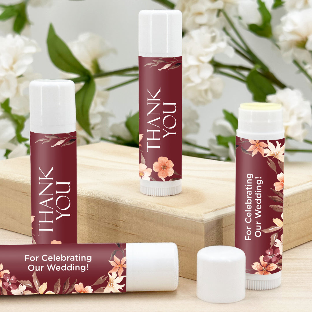 Personalized Lip Balm Wedding Favors, Bridal Shower Favor, Autumn Wreath Lip Balm
