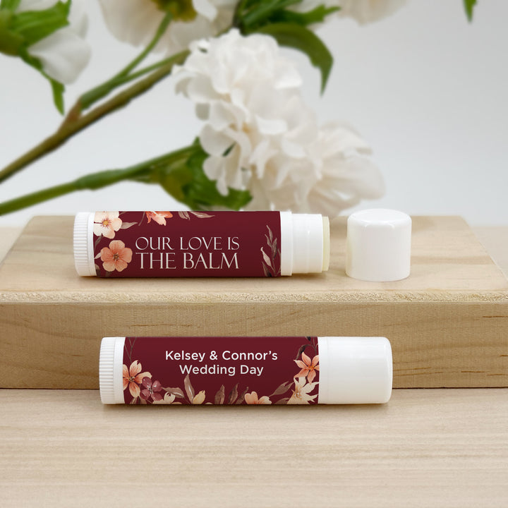 Personalized Lip Balm Wedding Favors, Bridal Shower Favor, Autumn Wreath Lip Balm