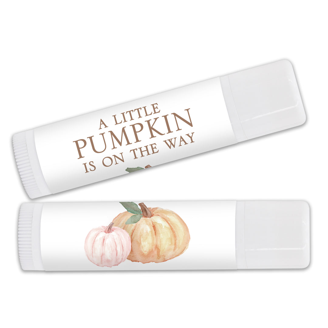 Personalized Lip Balm Baby Shower Favors, A Little Pumpkin is on the Way, Pumpkin Themed Lip Balm