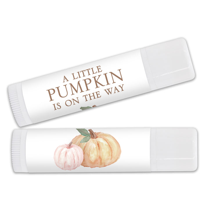 Personalized Lip Balm Baby Shower Favors, A Little Pumpkin is on the Way, Pumpkin Themed Lip Balm