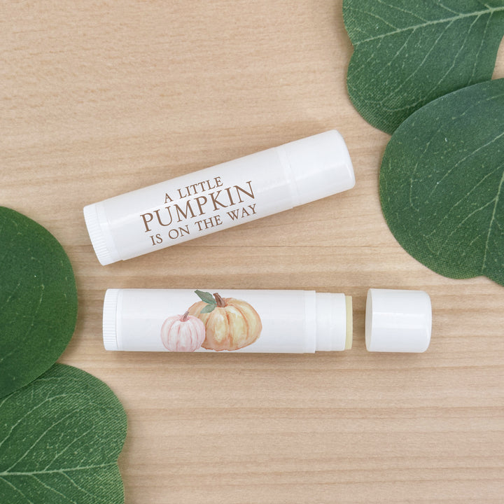 Personalized Lip Balm Baby Shower Favors, A Little Pumpkin is on the Way, Pumpkin Themed Lip Balm