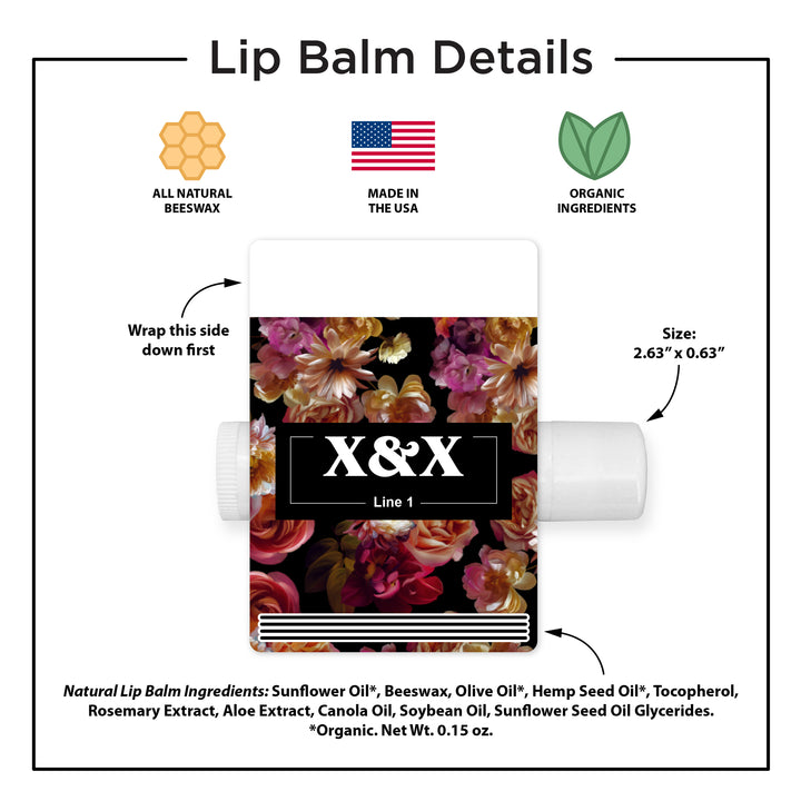 Personalized Lip Balm Wedding Favors, Bridal Shower Favor, Dutch Florals, Dark Floral Lip Balm