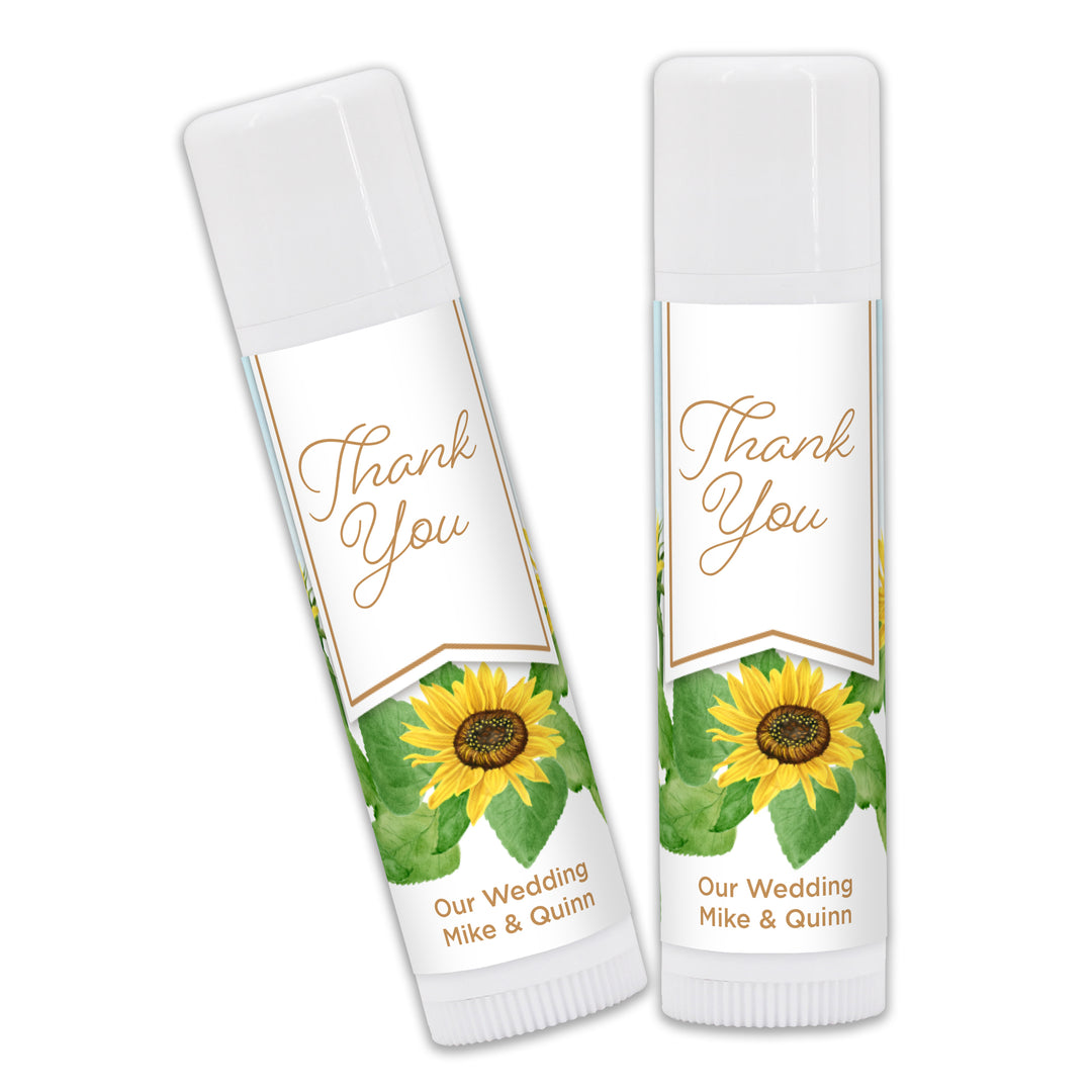 Personalized Lip Balm Wedding Favors, Bridal Shower Favor, Sunflower Lip Balm
