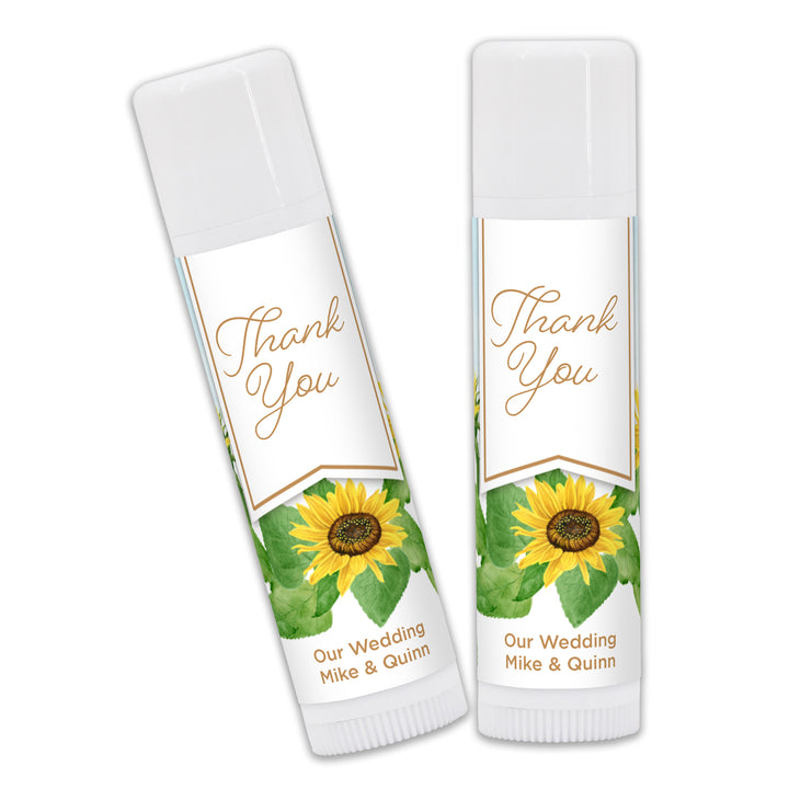 Personalized Lip Balm Wedding Favors, Bridal Shower Favor, Sunflower Lip Balm