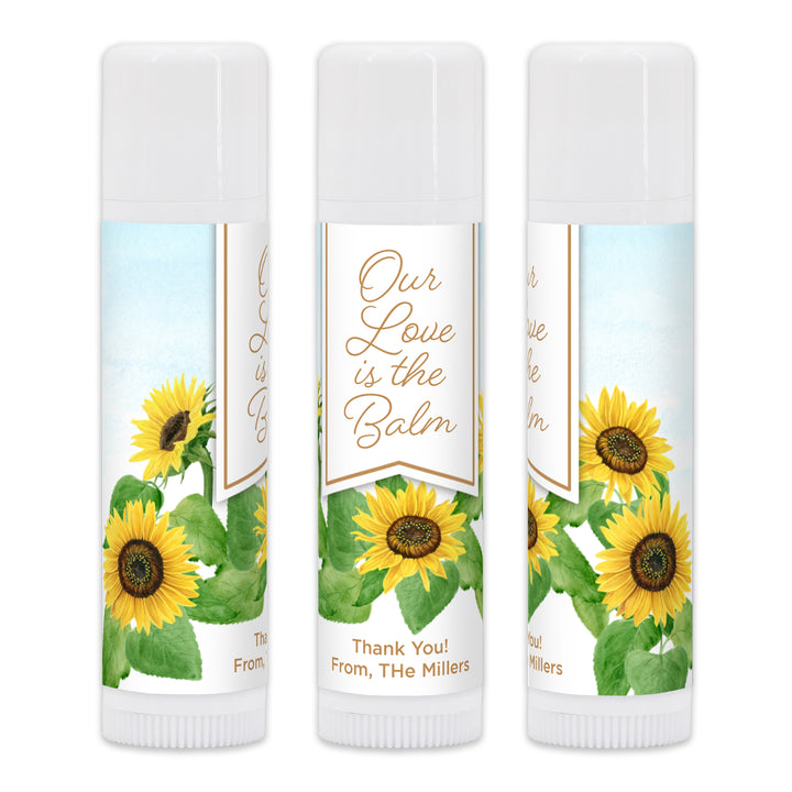 Personalized Lip Balm Wedding Favors, Bridal Shower Favor, Sunflower Lip Balm