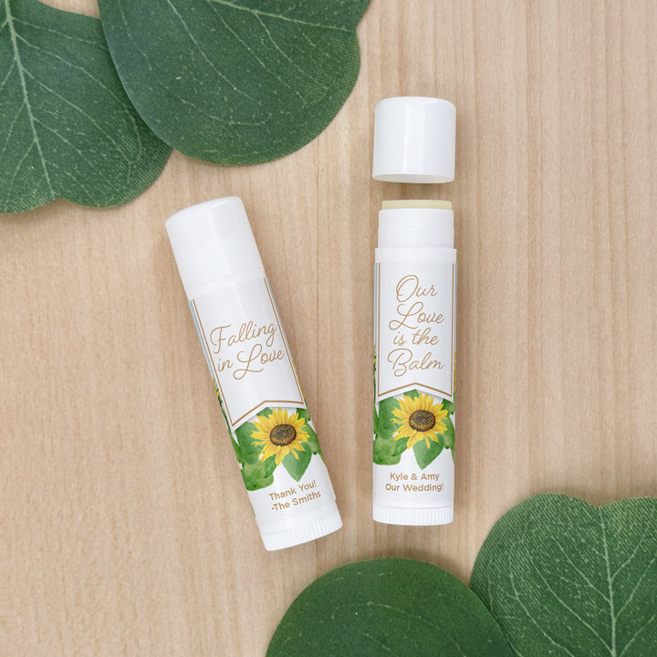 Personalized Lip Balm Wedding Favors, Bridal Shower Favor, Sunflower Lip Balm