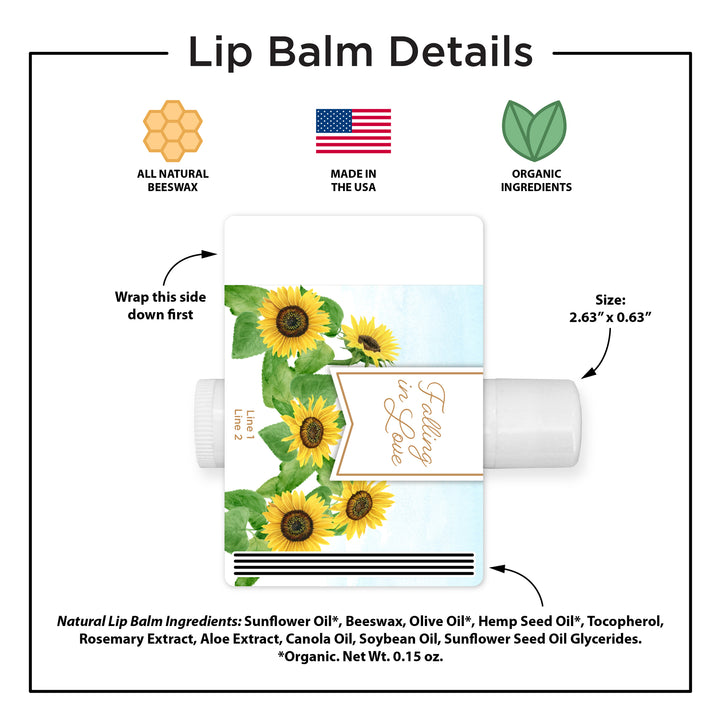 Personalized Lip Balm Wedding Favors, Bridal Shower Favor, Sunflower Lip Balm