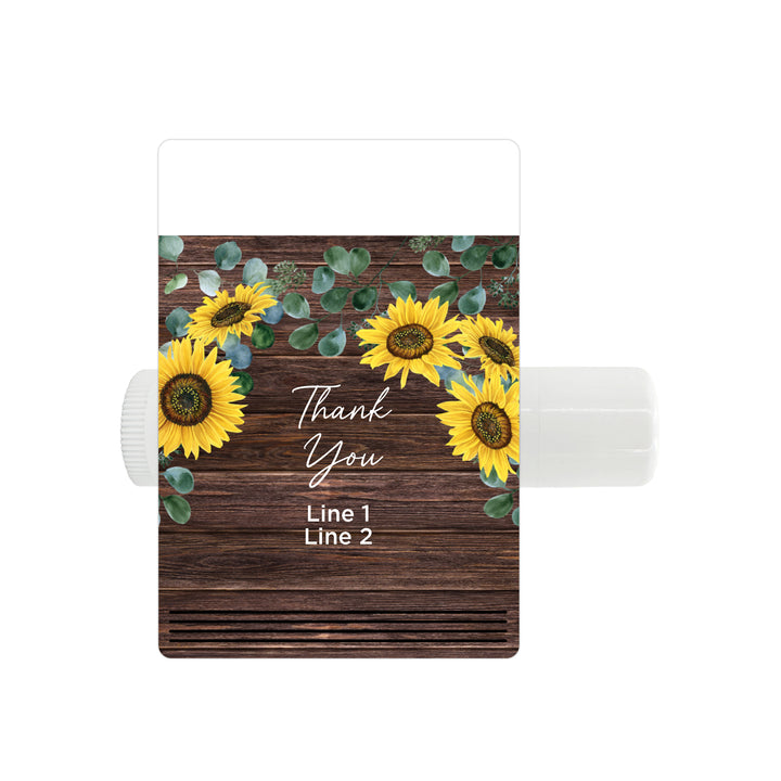 Personalized Lip Balm Wedding Favors, Bridal Shower Favor, Rustic Sunflower Lip Balm