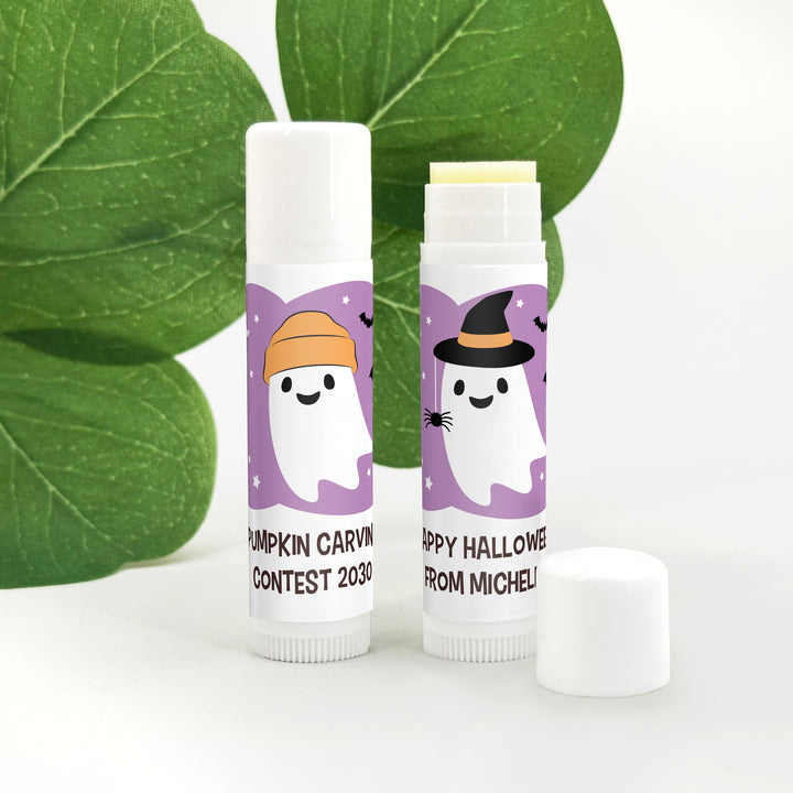 Ghost Lip Balm Favors, Halloween Party Treats, Halloween Classroom Gifts, Ghosts with Hats