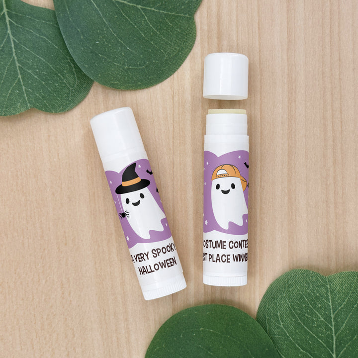 Ghost Lip Balm Favors, Halloween Party Treats, Halloween Classroom Gifts, Ghosts with Hats