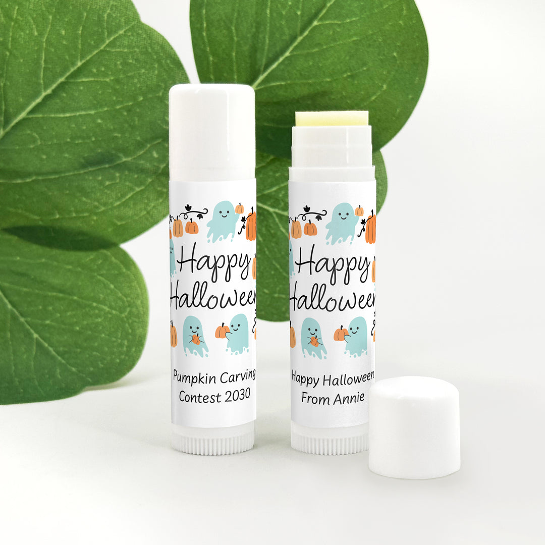 Halloween Lip Balm Favors, Trunk or Treat Gifts, Halloween Classroom Treats, Pumpkin Patch Ghosts