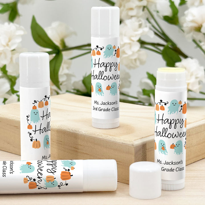 Halloween Lip Balm Favors, Trunk or Treat Gifts, Halloween Classroom Treats, Pumpkin Patch Ghosts