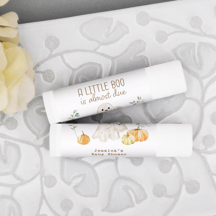 A Little Boo is Almost Due, Fall Baby Shower Lip Balm