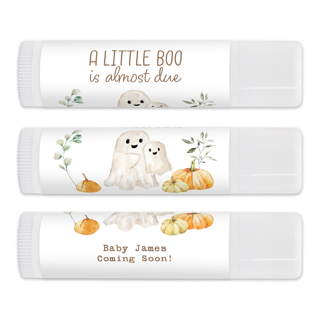A Little Boo is Almost Due, Fall Baby Shower Lip Balm