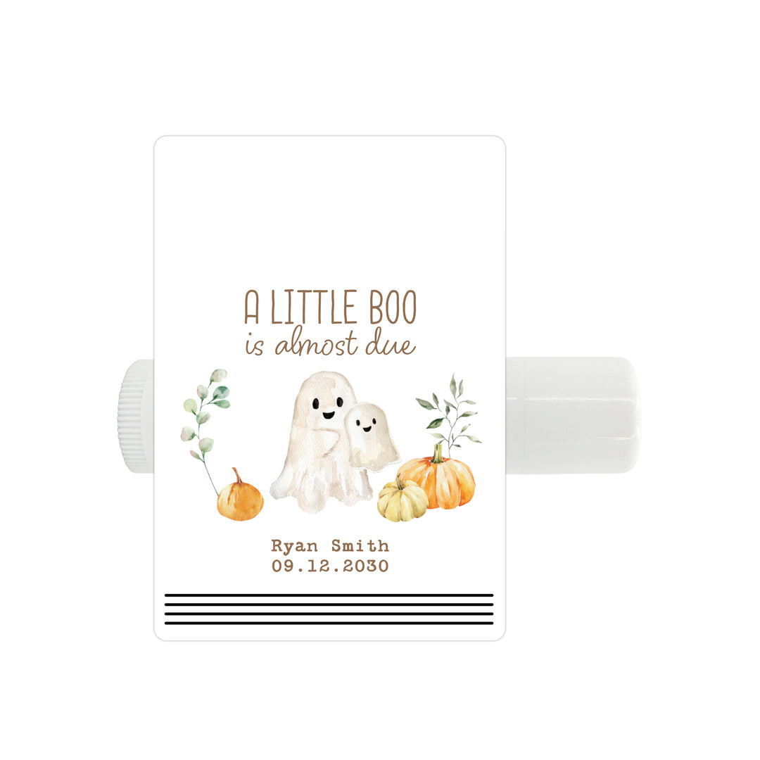 A Little Boo is Almost Due, Fall Baby Shower Lip Balm