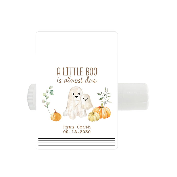 A Little Boo is Almost Due, Fall Baby Shower Lip Balm