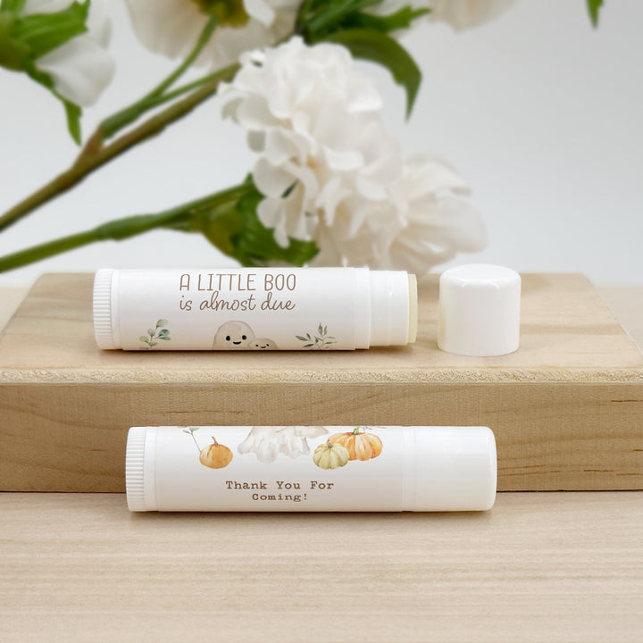 A Little Boo is Almost Due, Fall Baby Shower Lip Balm