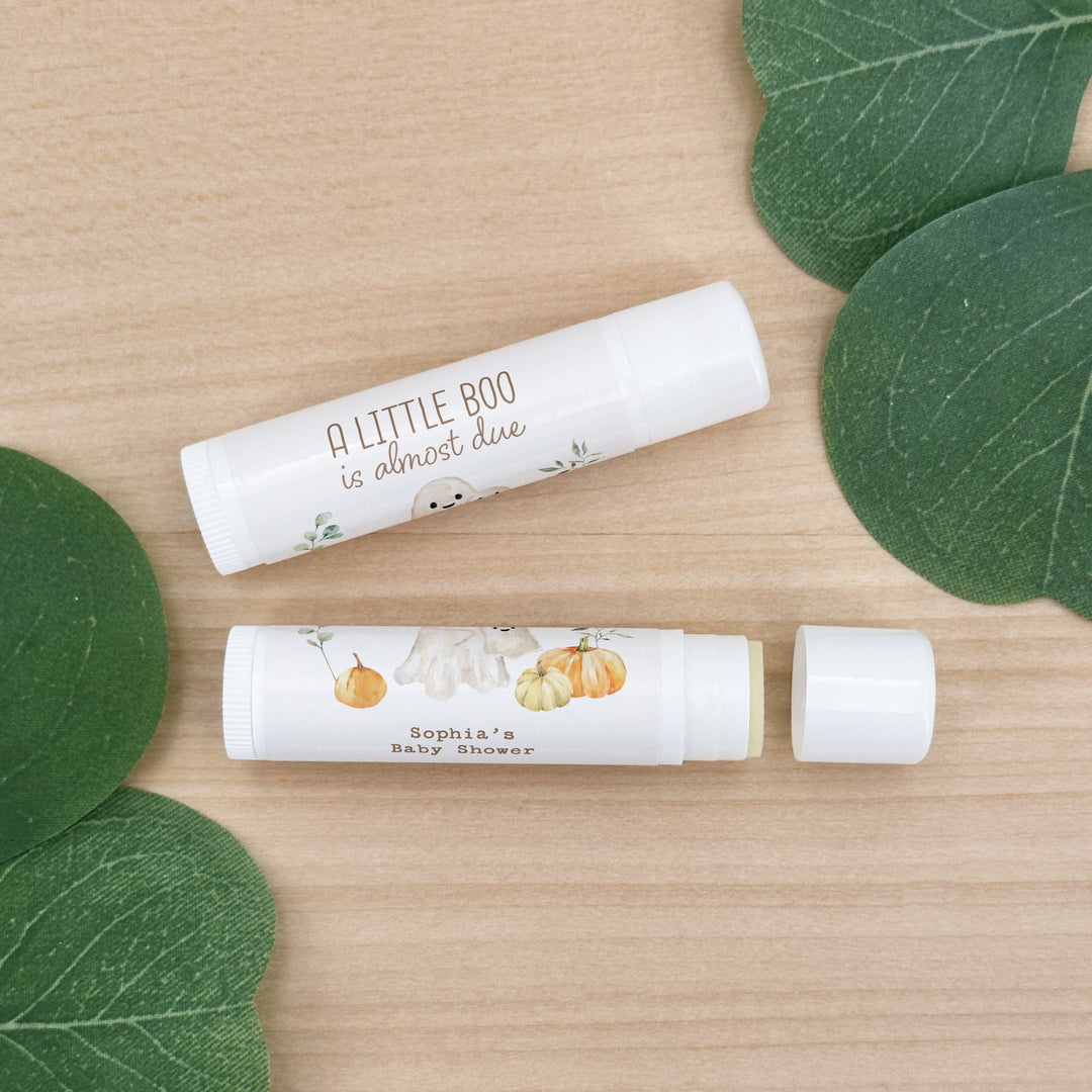 A Little Boo is Almost Due, Fall Baby Shower Lip Balm