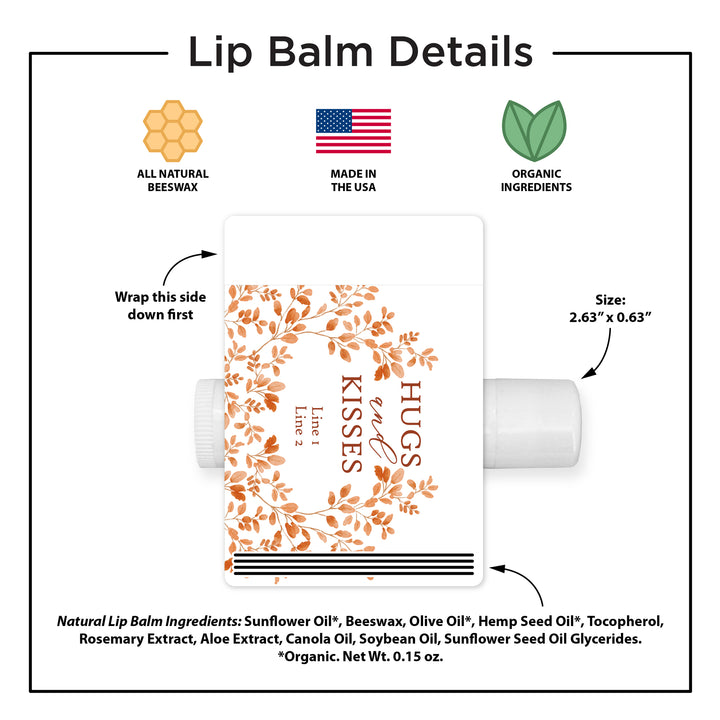 Fall Lip Balm Wedding Favors and Gifts, Bridal Shower, Hugs &amp; Kisses, Autumn Leaves