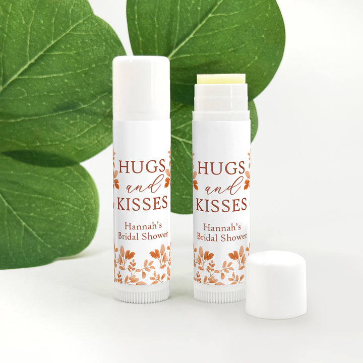 Fall Lip Balm Wedding Favors and Gifts, Bridal Shower, Hugs &amp; Kisses, Autumn Leaves