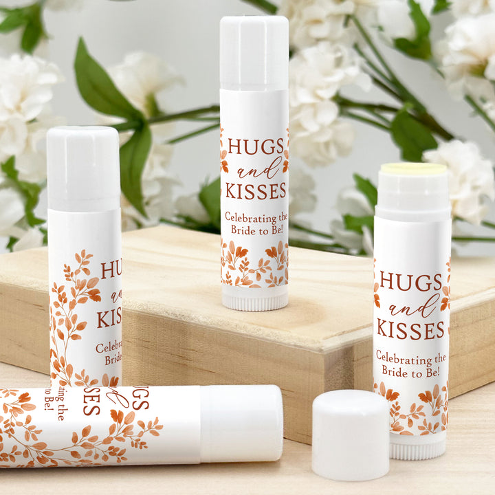 Fall Lip Balm Wedding Favors and Gifts, Bridal Shower, Hugs &amp; Kisses, Autumn Leaves