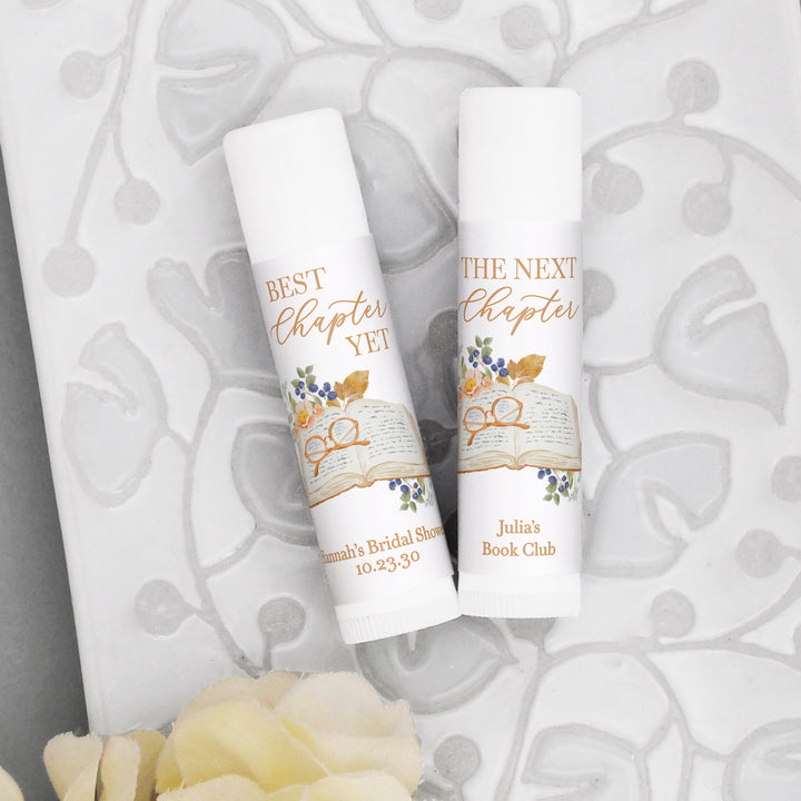 Book Theme Wedding Lip Balm Favors, Personalized Bridal Shower Favors, The Next Chapter, Book Themed Bridal Shower